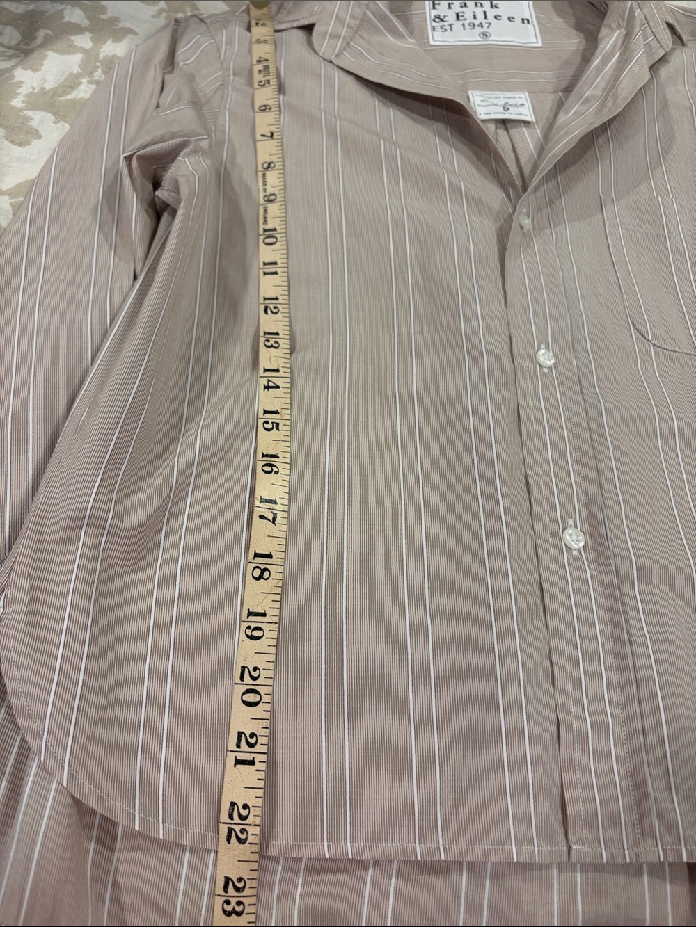Frank & Eileen Silvio Blush Stripe Italian Cotton Button-Up Shirt Small - Picture 6 of 9